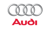 Audi logo on a white background, featuring Paintless Dent Repair.